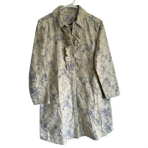 NWT Soft Surroundings French Toile Print Flannel Nightgown Size PM